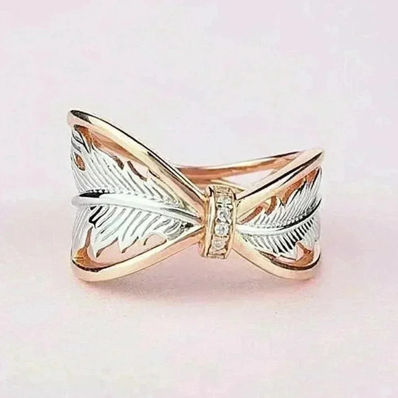 New 14k Rose Gold Over 925 Silver White Sapphire Ring - Picture 1 of 6